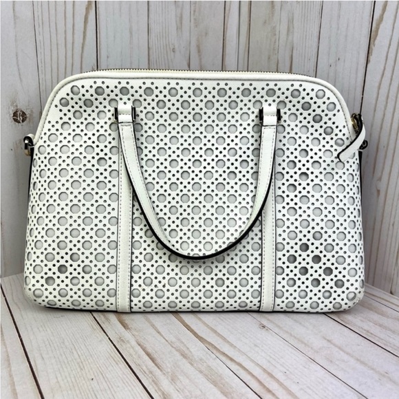 Kate Spade White Leather laser cut hand bag - Picture 3 of 4